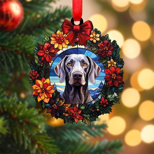 Weimaraner Wreath Christmas Decoration
